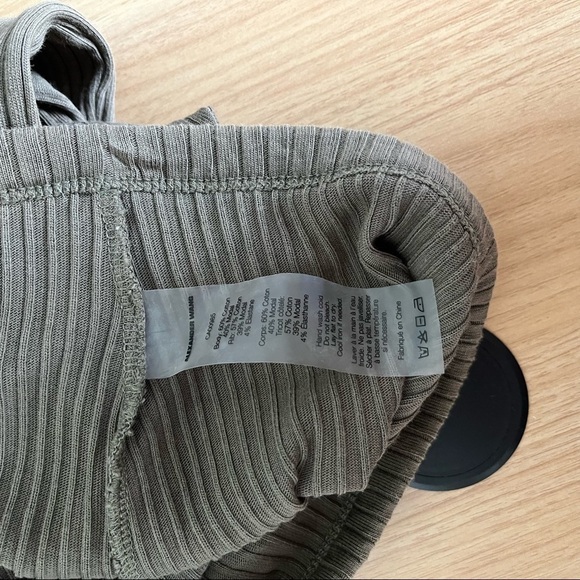 T by ALEXANDER WANG sz S Long Sleeve Crop Top Olive Green - Picture 7 of 8